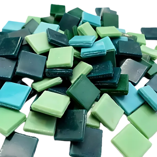 Murano Tiles (15X15Mm) Green Blends 200Grams 1 Murano Tiles Green Blends