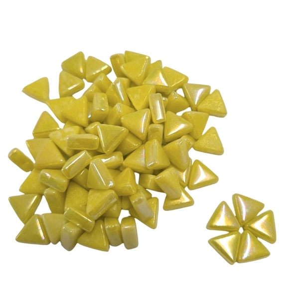 Mini Glass Triangle - Iridised Yellow- 100 Grams 1 Mini Glass Triangle - Iridised Yellow- 100 Grams
