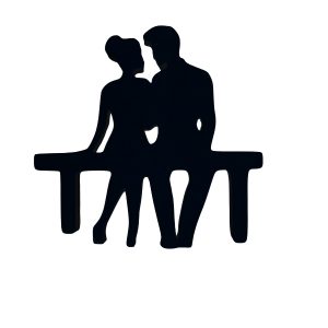 Black Acrylic- Couple on Bench - (65x70x4.5mm)